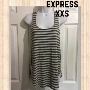 EXPRESS Gray Striped Knit Tank Top XXS